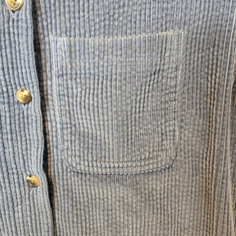 LL Bean Shirt Jacket Womens XS Blue Corduroy Plaid Flannel Lined Shacket - Picture 2 of 9